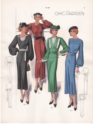 Chic Parisien art deco fashion illustrations 1936